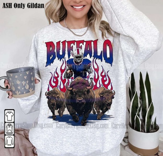 Vintage Buffalo Football Skeleton Sweatshirt - Comfort Color Crewneck Perfect Buffalo Fan Gift 2