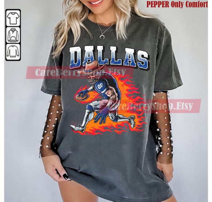 Vintage Dallas Football Cowboys Skull Sweatshirt - Retro Style Shirt For Dallas Football Fans 2