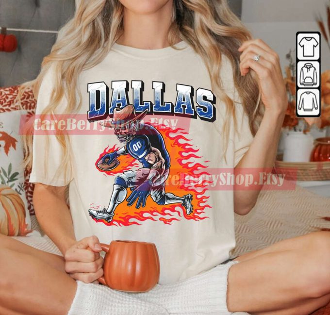 Vintage Dallas Cowboys Skull Sweatshirt - Retro Fan Gear: Stylish And Nostalgic 2