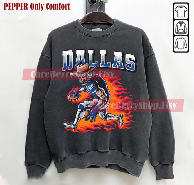 Vintage Dallas Cowboys Skull Sweatshirt: Retro Fan Gear For Dallas Football Enthusiasts 2