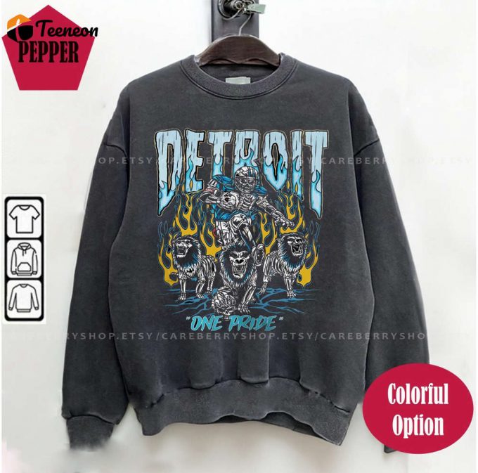 Vintage Detroit Skeleton Football Shirt &Amp;Amp; Bootleg Crewneck: Perfect Football Fan Gifts 1