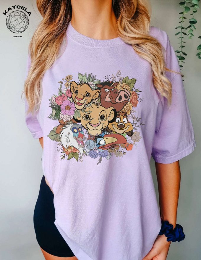 Get Roaring In Style With Vintage Disney Lion King Shirt Retro Floral Simba Timon Pumbaa Tee For Animal Kingdom &Amp; Disney Family Trips 2