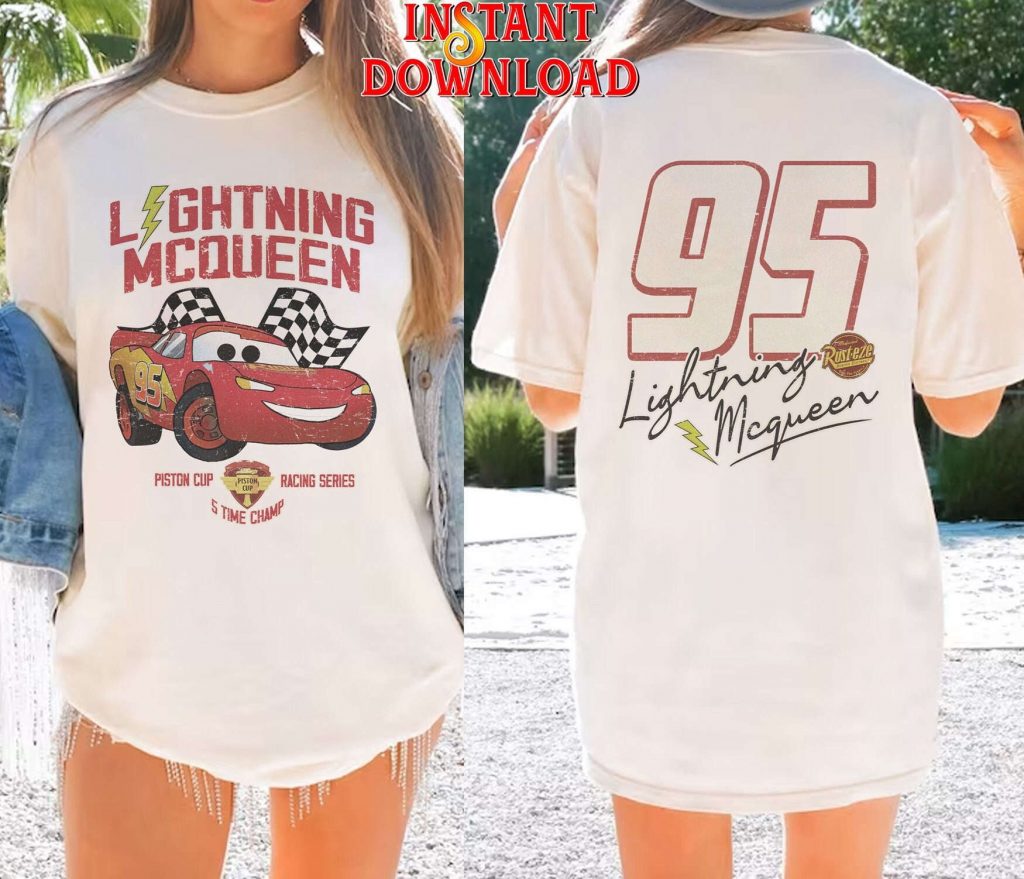 Vintage Lightning Mcqueen Png: Retro Disneyland &Amp; Cars Theme Birthday Shirt Instant Download 2