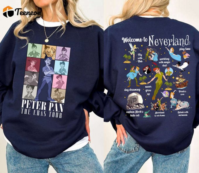 Vintage Peter Pan Never Grow Up Shirt: Peter Pan Eras Tour Tinker Bell Wendy Flight Disneyland Family Trip 1