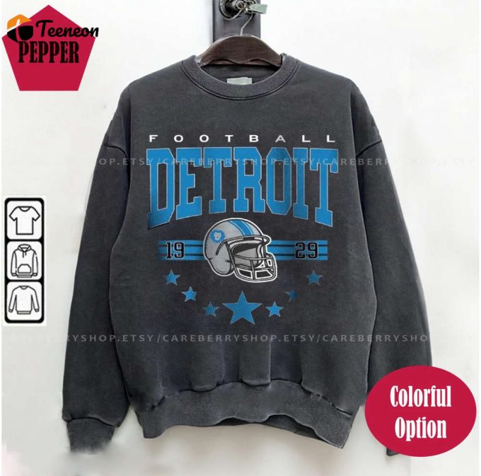 Vintage Retro Detroit Football Sweatshirt - Perfect Fan Gift For Football Enthusiasts 1