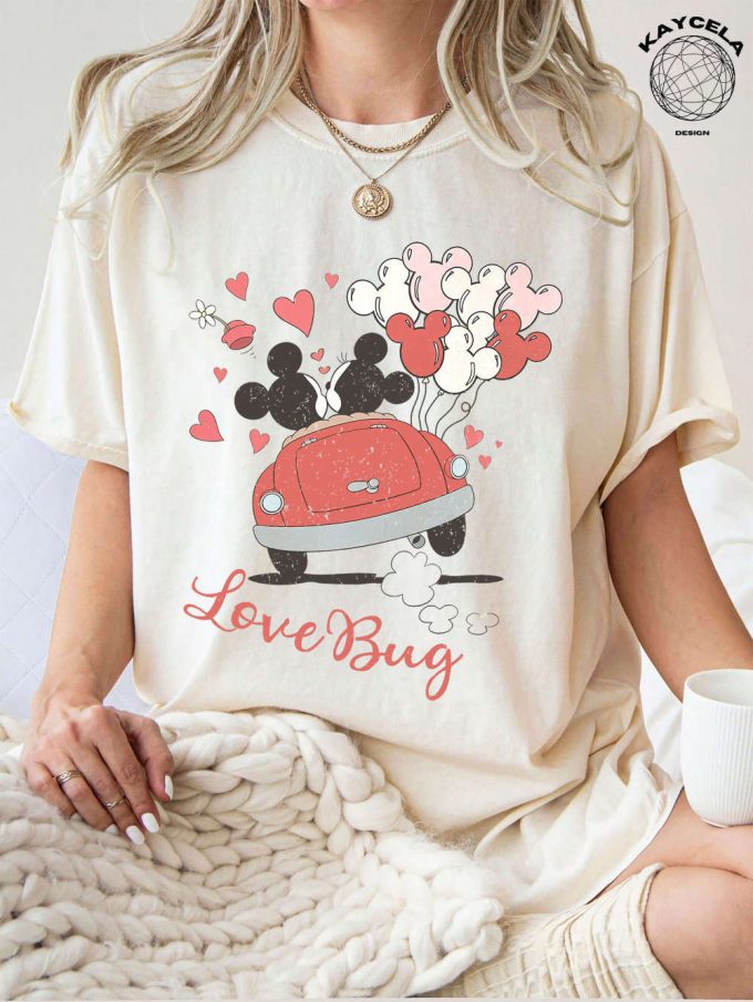 Vintage Valentines Lover Mickey And Minnie Shirt - Celebrate Disneyland Valentines Day With Disney Castle &Amp; Balloons Shirt 2