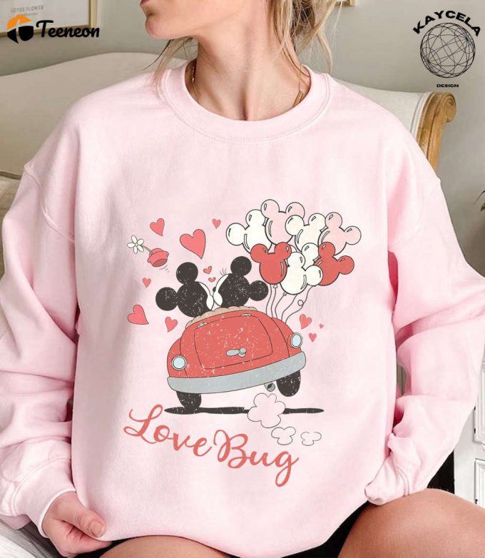 Vintage Valentines Lover Mickey And Minnie Shirt - Celebrate Disneyland Valentines Day With Disney Castle &Amp;Amp; Balloons Shirt 1