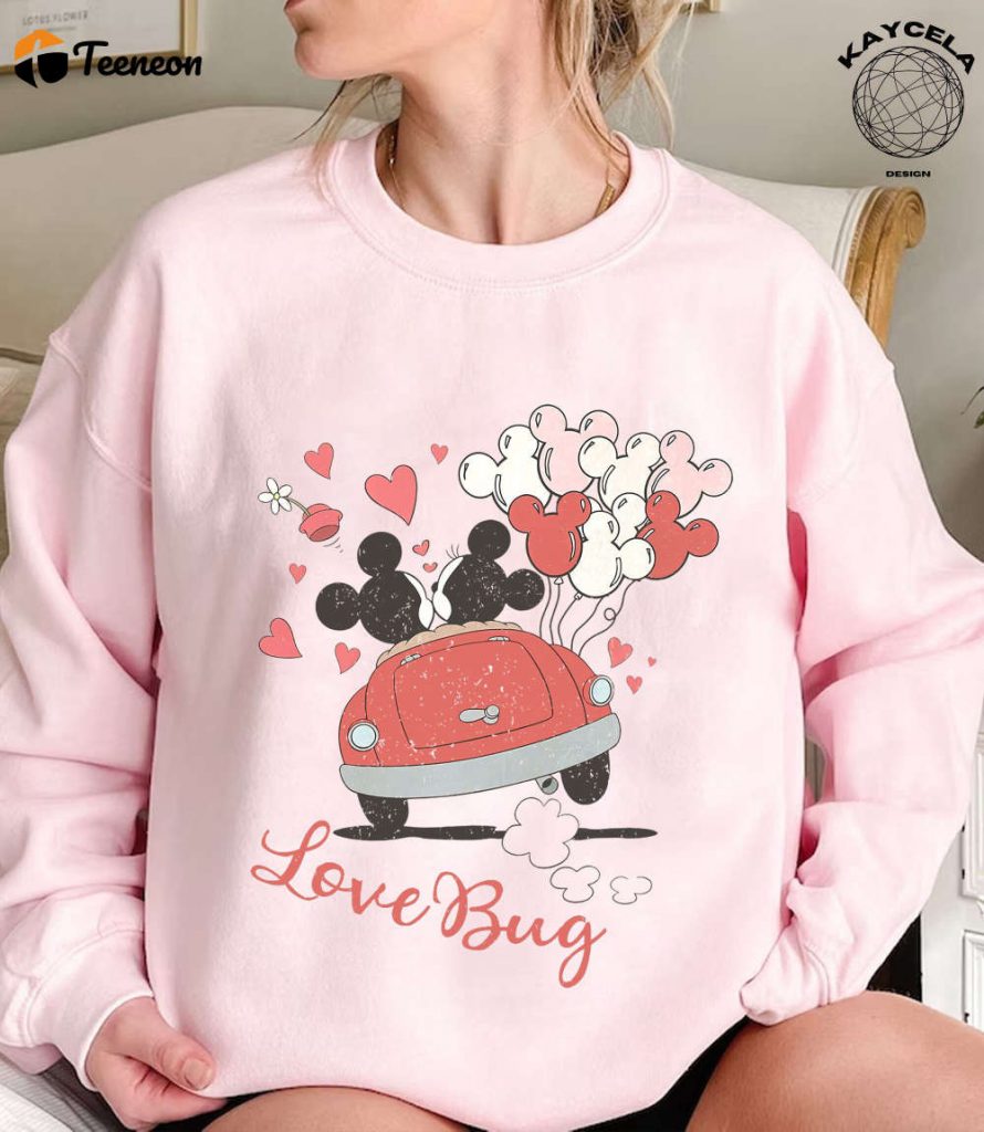 Vintage Valentines Lover Mickey And Minnie Shirt - Celebrate Disneyland Valentines Day With Disney Castle &Amp; Balloons Shirt 3