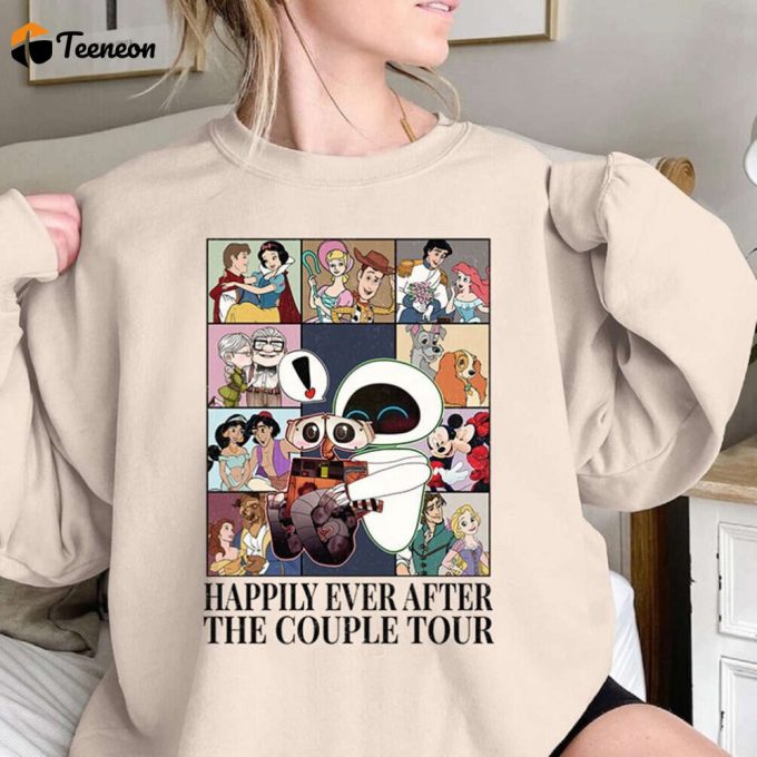 Vintage Wall-E Happily Ever After Sweatshirt: Perfect Honeymoon &Amp;Amp; Disneyland Couple Tour Gift 1