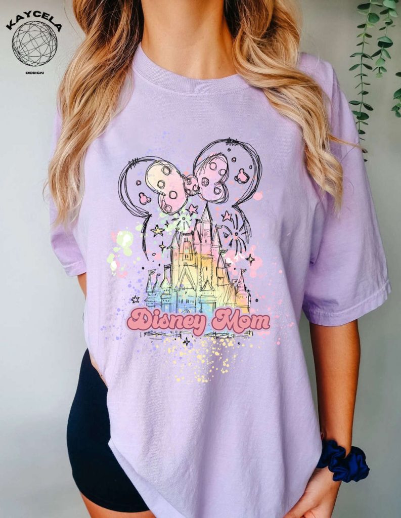 Watercolor Disney Castle Minnie Shirt: The Perfect Disneyland Mom Shirt Featuring Minnie Mouse And Disney Castle 5