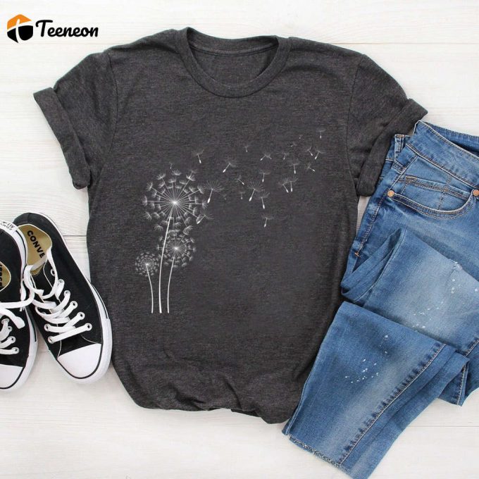 Dandelion Windflower Tee: Inspiring Blossoms On Natural Shirt For Women 1