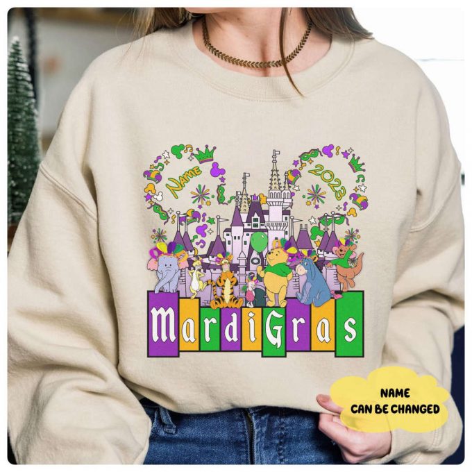 Winnie The Pooh Mardi Gras 2024 Shirt - Fat Tuesday Disneyland Custom Shirt For Wdw Family Trip &Amp; Magic Kingdom 2