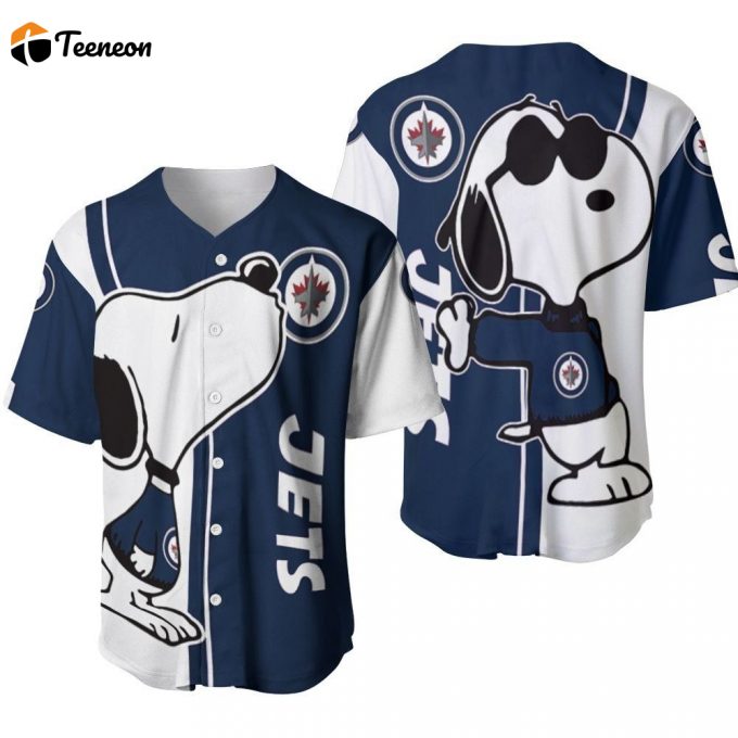 Winnipeg Jets Snoopy Lover Printed Baseball Jersey - Gift For Women Men 1