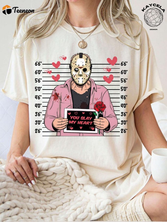 You Slay My Heart Shirt: Horror Valentine Day Gift Featuring Jason Voorhees - Perfect Creepy Valentine Sweater For Horror Fans 1