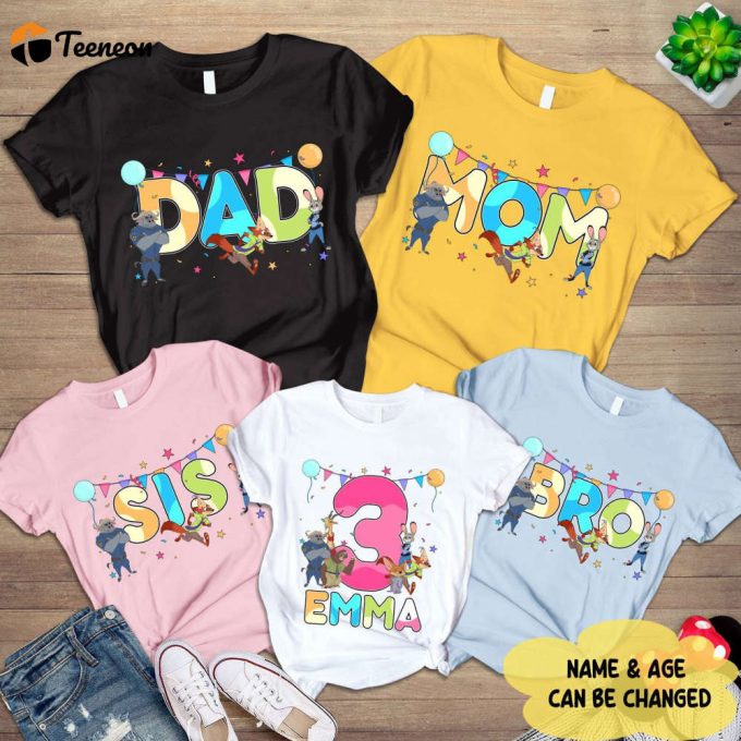 Zootopia Birthday Shirt Kids Nick Wilde &Amp;Amp; Judy Hopps Shirt Family Shirts Mickey Zootopia Shirt 1