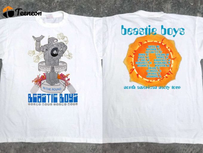 Vintage 1998 Beastie Boys Tour T-Shirt: In The Round &Amp;Amp; Nasty North American Hip Hop Band Tee 1