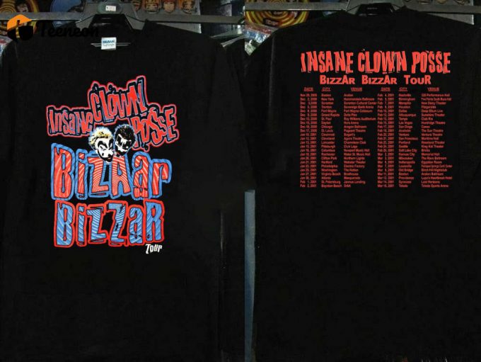 2001 Insane Clown Posse Bizaar Bizzar Tour T-Shirt - Icp Band Tee 00S Hip Hop Rap Shirt 1