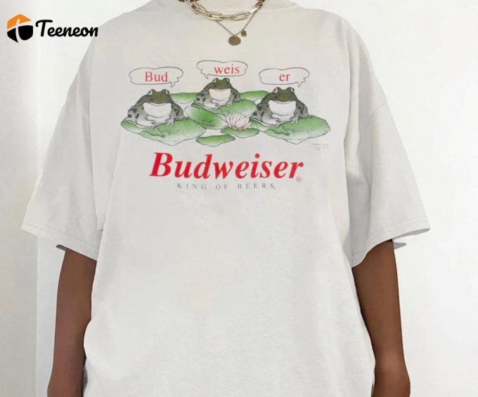 Vintage 95 Beer Frogs T-Shirt: Bud Weis Er Frog King Of Beer 90S Beer Lover Shirt 1