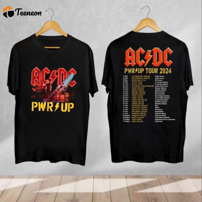 Ac Dc 2024 Tour Shirt Pwr Up World Tour Merch &Amp;Amp; Fan Gifts 1