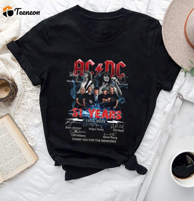 Acdc Pwr Up Tour 51St Anniversary 1973-2024 T-Shirt: Thank You For The Memories Acdc Merch &Amp;Amp; Fan Gift 1