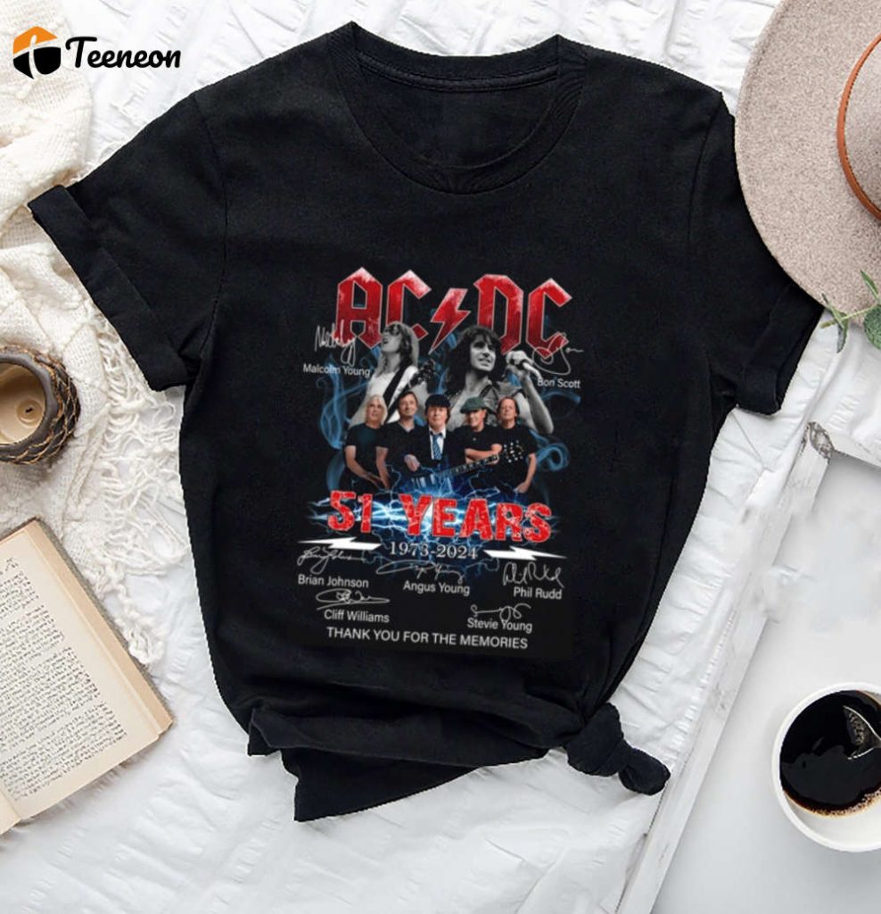 Acdc Pwr Up Tour 51St Anniversary 1973-2024 T-Shirt: Thank You For The Memories Acdc Merch &Amp; Fan Gift 2