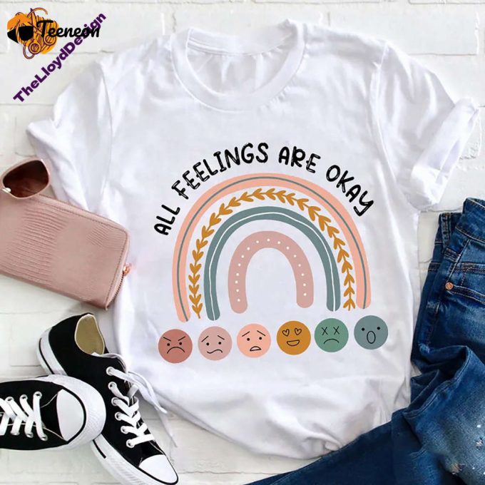 All Feelings Are Okay T-Shirt - Embrace Mental Health Psychology Vintage Unisex Shirt 1