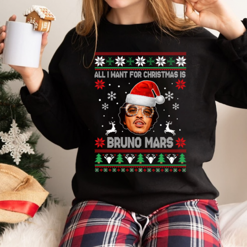 Get Festive with Bruno Mars Christmas Ugly Sweatshirt – Perfect Gift For The Holidays!