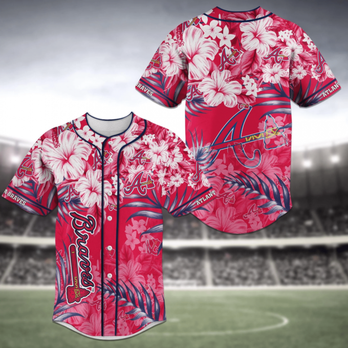 Atlanta Braves Mlb Baseball Jersey Shirt With Flower Design 2