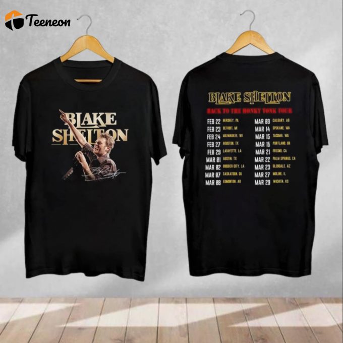 Blake Shelton 2024 Tour Shirt: Back To The Honky Tonk - Perfect Gift For Fans! 1