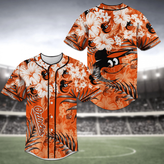 Baltimore Orioles Mlb Baseball Jersey Shirt Flower Design 2