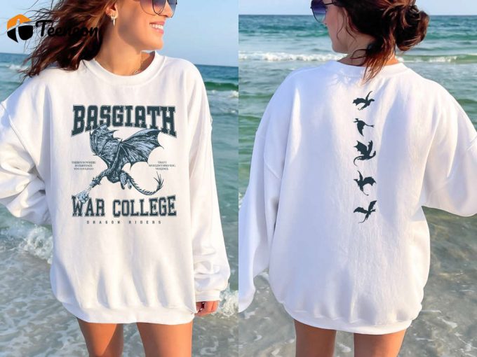 Dragon Rider Basgiath War College Sweatshirt: Double-Sided Print Bookish T-Shirt For Bookworms Fantasy Book Shirt Featuring Violet Sorrengail 1