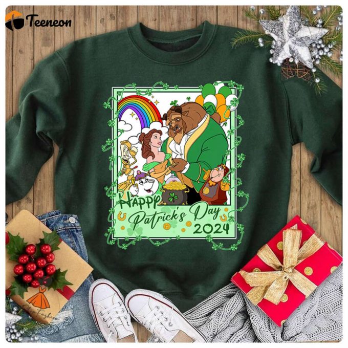 Beauty And The Beast St Patrick S Day Shirt - Princess Belle Shamrock Irish Shirt For Happy Saint Patrick S Day 1