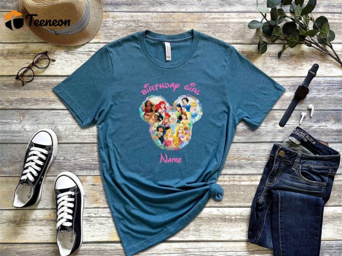 Custom Birthday Girl T-Shirt: Retro Disney Princess &Amp;Amp; Minnie Mouse Tee - Personalized Cartoon Shirt For Disney Fans - Perfect Gift! 1