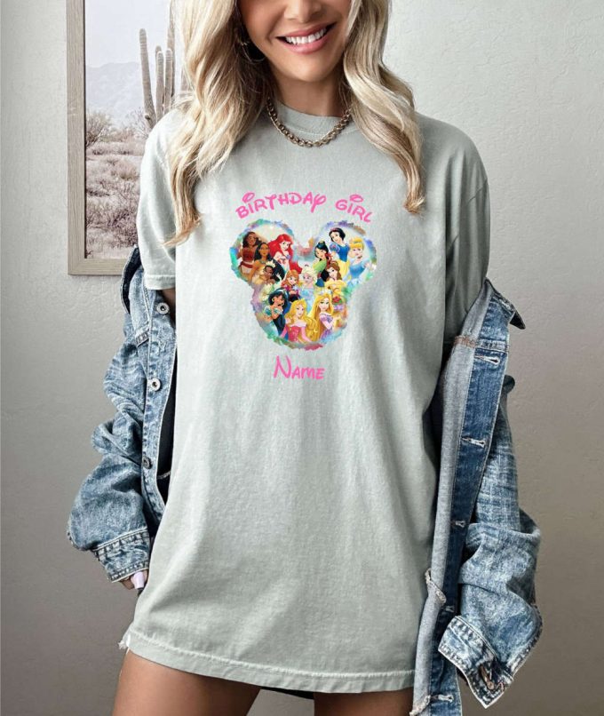 Stylish Birthday Girl T-Shirt: Retro Princesses Cartoon Design Comfort Colors Personalized Gift For Birthday Shop Now! 2