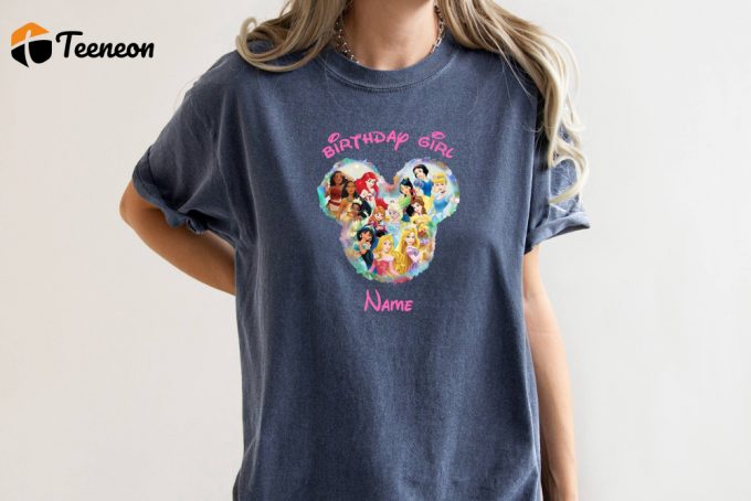 Stylish Birthday Girl T-Shirt: Retro Princesses Cartoon Design Comfort Colors Personalized Gift For Birthday Shop Now! 1