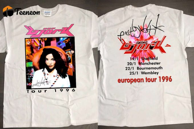 Vintage Bjork Post Tour 96 T-Shirt - European Concert Memorabilia &Amp;Amp; 90S Music Tee 1