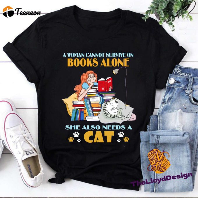 Book &Amp;Amp; Cat Lover Shirt: A Woman S Essential - Cat Vintage T-Shirt 1