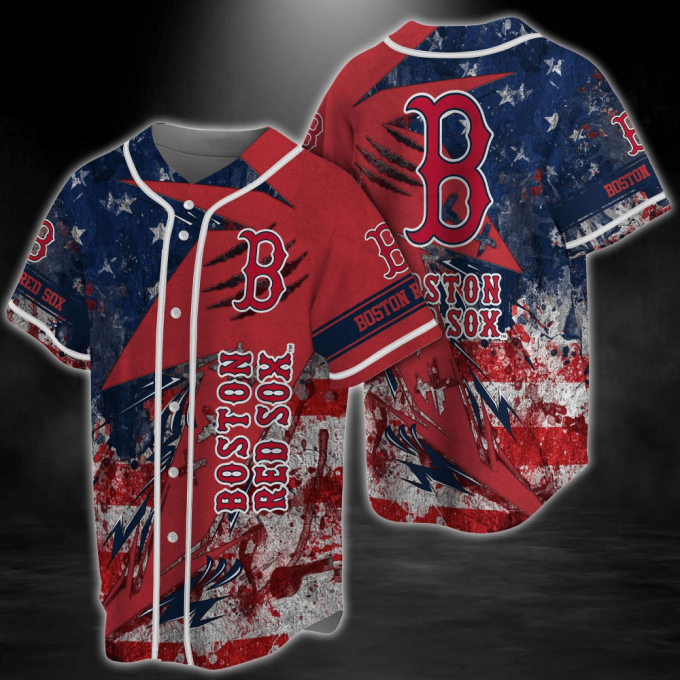 Boston Red Sox Mlb Baseball Jersey Shirt Us Flag 2