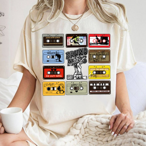 Get Groovy with Bruno Mars Cassette Tape Shirt – Retro Style Music Merchandise