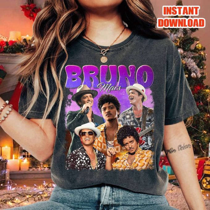 Step Into Retro Cool With Bruno Mars Vintage Shirt - Limited Edition Music Merchandise 3