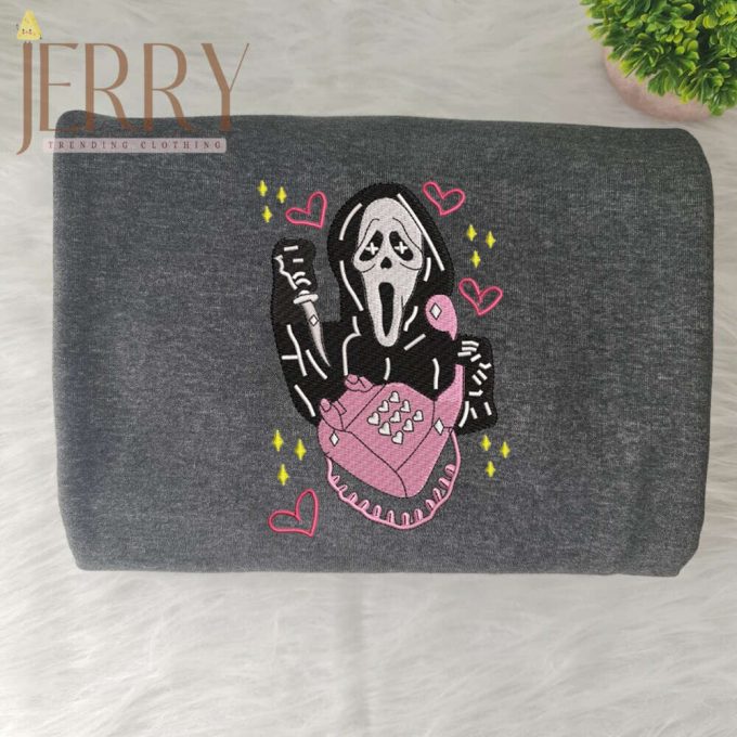 Spooktacular Call Me Back Scream Halloween Embroidered Sweatshirt - Hauntingly Stylish For The Season! 2