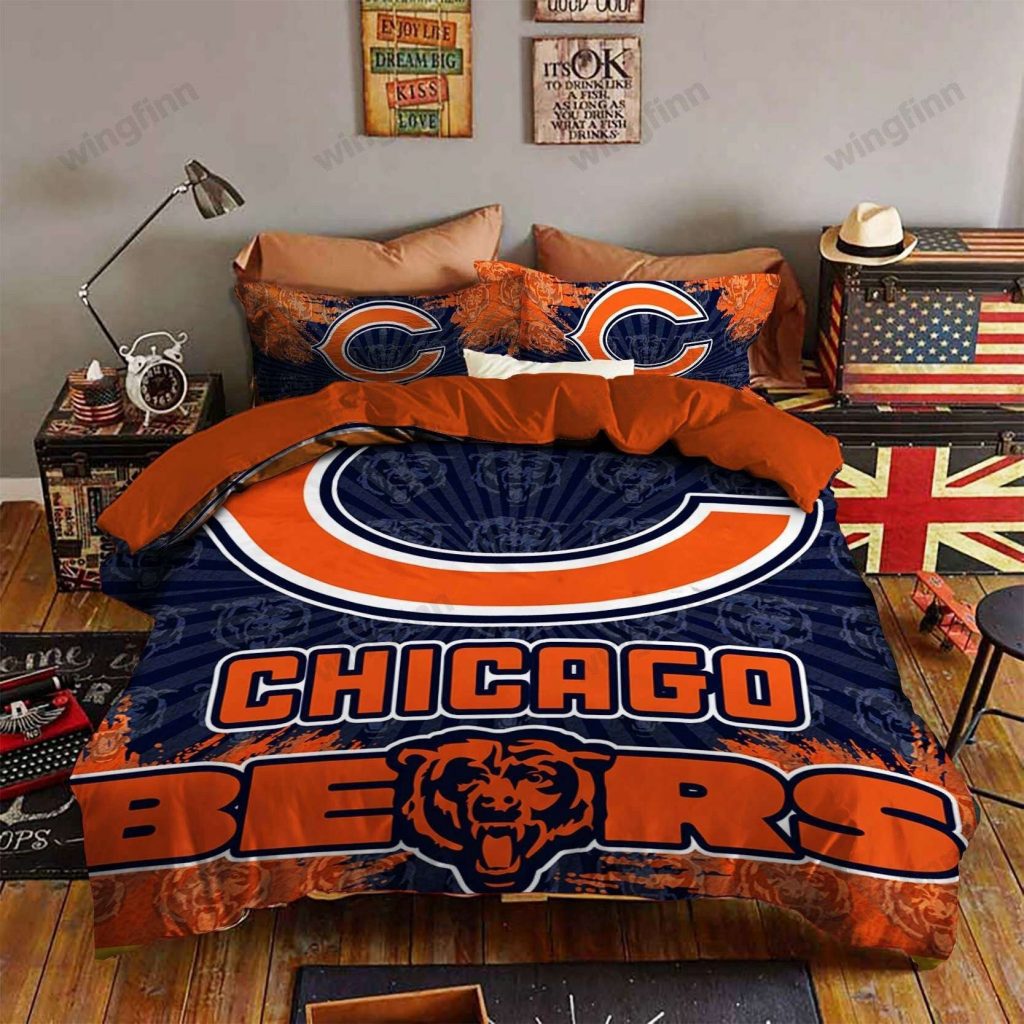 Chicago Bears 3Pcs Bedding Set Gift For Fans - Perfect Gift For Fans Duvet Cover &Amp; Pillow Cases - Only $1498 2