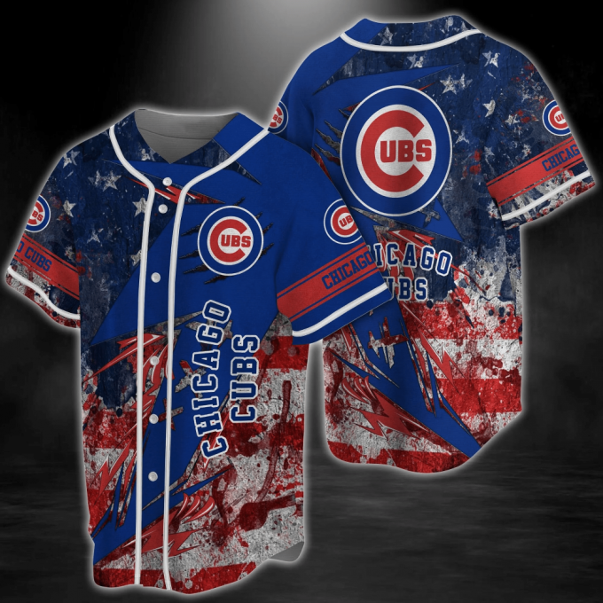 Chicago Cubs Mlb Baseball Jersey Shirt With Us Flag Design 2