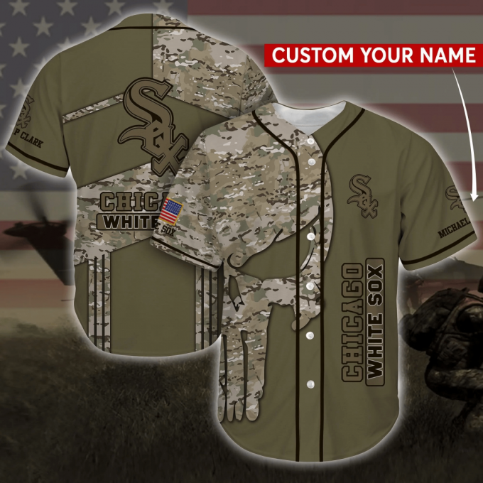 Chicago White Sox Mlb Personalized Baseball Jersey Shirt Camo 2