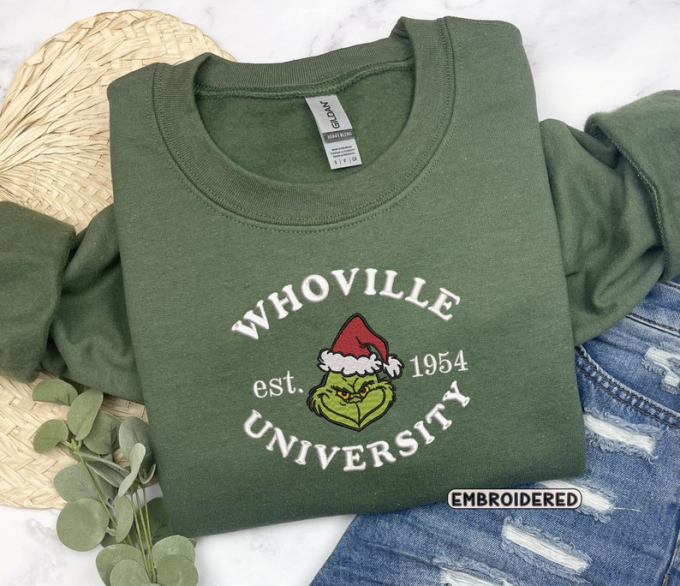 Whoville University Christmas Crewneck Sweatshirt: Embroidered Gift For Men &Amp; Women, Gift For Men Women 2