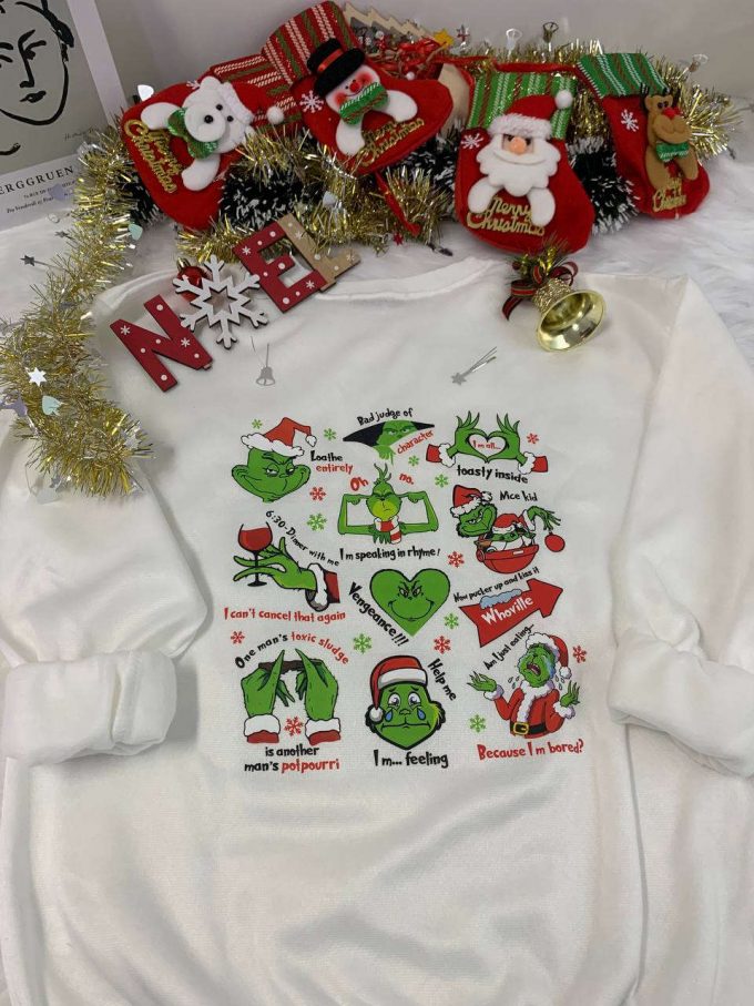 Spread Holiday Cheer With Our Festive Christmas Grinch Shirt Sweatshirt – Perfect Gift For Grinch Lovers! 3