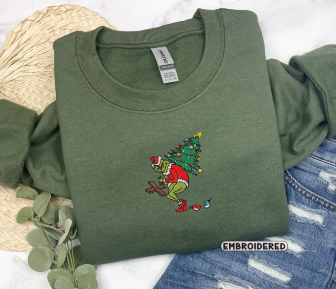 Get Festive With Our Grinch Tree Embroidered Christmas Shirt - Perfect Gift For Men And Women!, Gift For Men Women 2