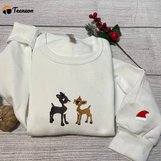 Get Festive With Rudolph &Amp;Amp; Clarice Sweatshirt: Embroidered Christmas Joy! 1