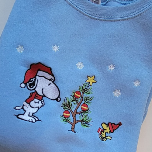 Christmas Snoopy Embroidered Shirt: Festive & Cute Holiday Apparel for Peanuts Fans, Gift for Men Women