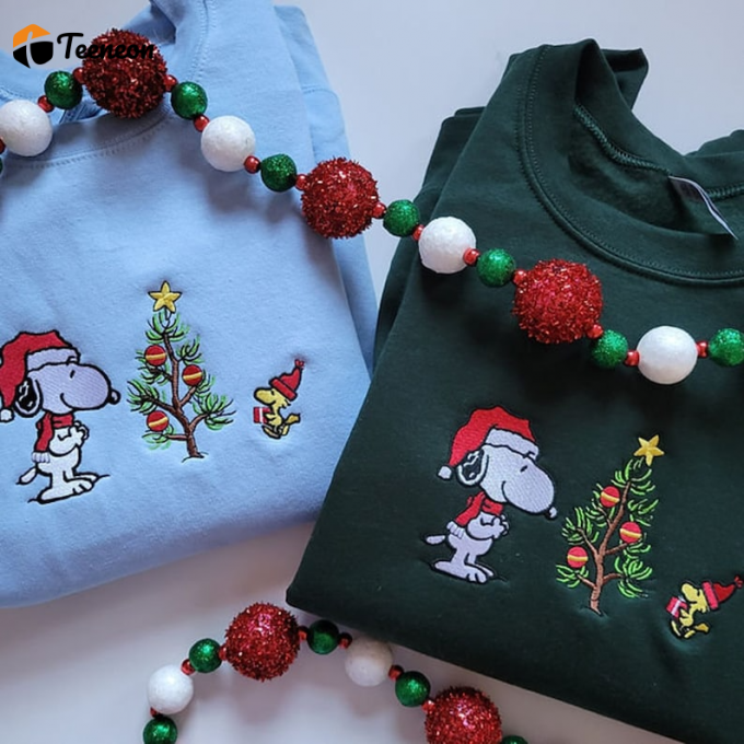 Christmas Snoopy Embroidered Shirt: Festive &Amp;Amp; Cute Holiday Apparel For Peanuts Fans, Gift For Men Women 1